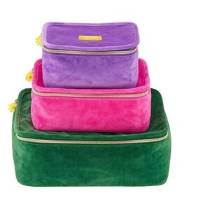Marc Jacob 3Pc Colorful Velvet Storage/ Travel Pouches Box Set